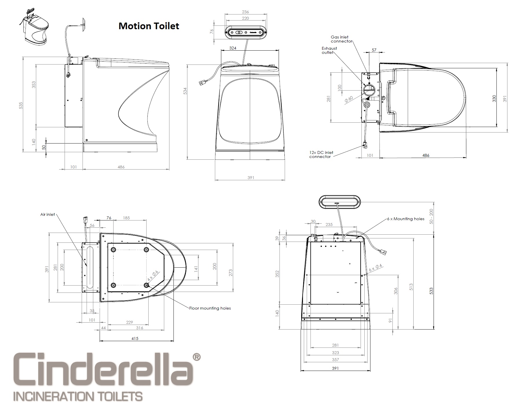 Cinderella Motion Incinerator Toilet